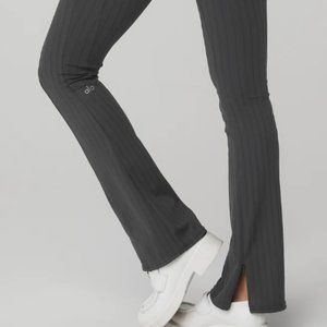 ALO High-Waist Pinstripe Zip It Flare Legging